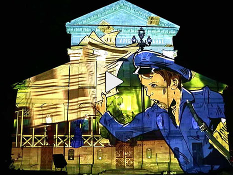 cartoon drawing projection mapping